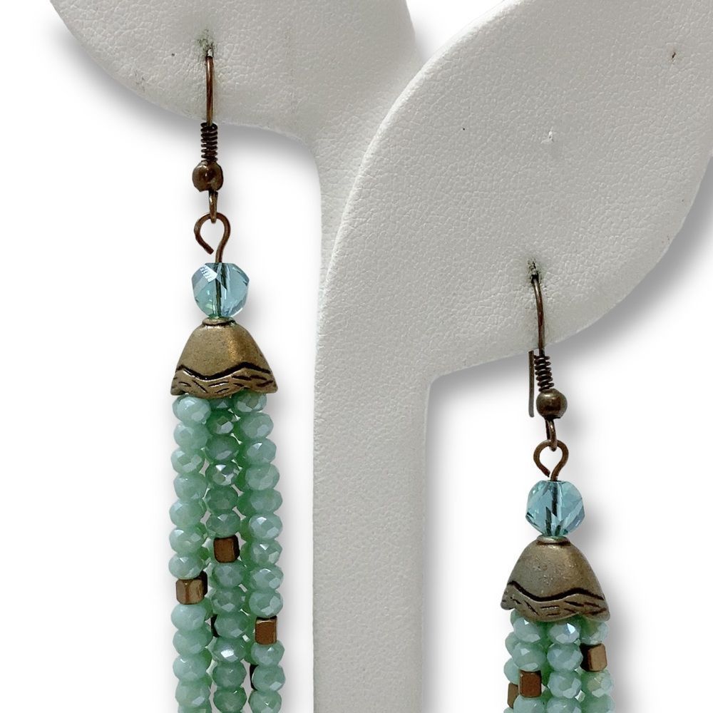 Boho Bohemian Beaded Tassel Drop Hook Retro Earri… - image 3